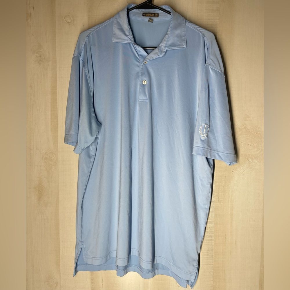 Peter Millar summer comfort blue shirt sleeve polo shirt,‎ size medium